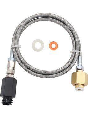 High Pressure 60in Stainless Steel CO2 Adapter Hose for Soda Makers, Fill Kit